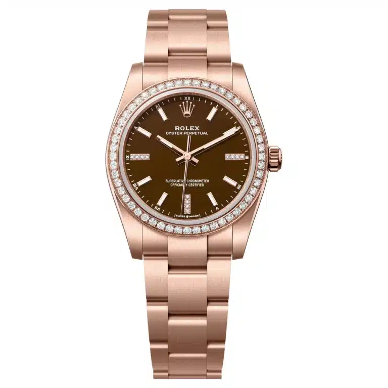 Rolex Oyster Perpetual 124245RBR-0001 34mm Rose Gold with Brown Stone Dial
