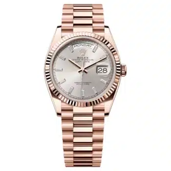 Rolex Day-Date 36 128235-0087 silver diamond dial, rose gold President bracelet
