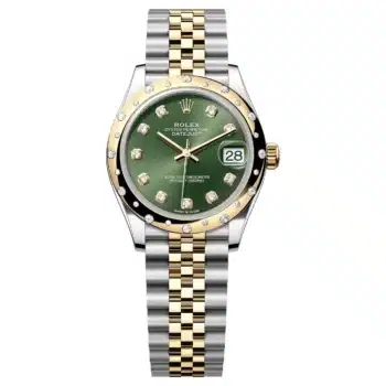 Rolex Datejust 31 278343RBR-0030 Yellow and Steel Rolesor Domed Diamond Bezel Green Dial