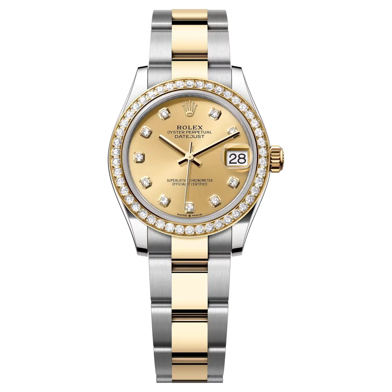 Rolex Datejust 278383RBR-0025 Two Tone Bracelet with Diamond Bezel Champagne Dial