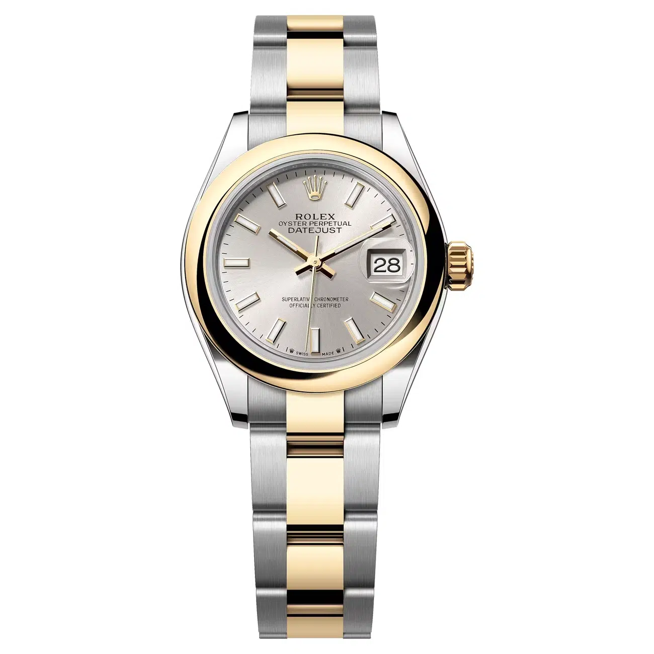 Rolex Lady-Datejust 279163-0020 Steel and Yellow Gold Rolesor Oyster Bracelet Domed Bezel Silver Dial