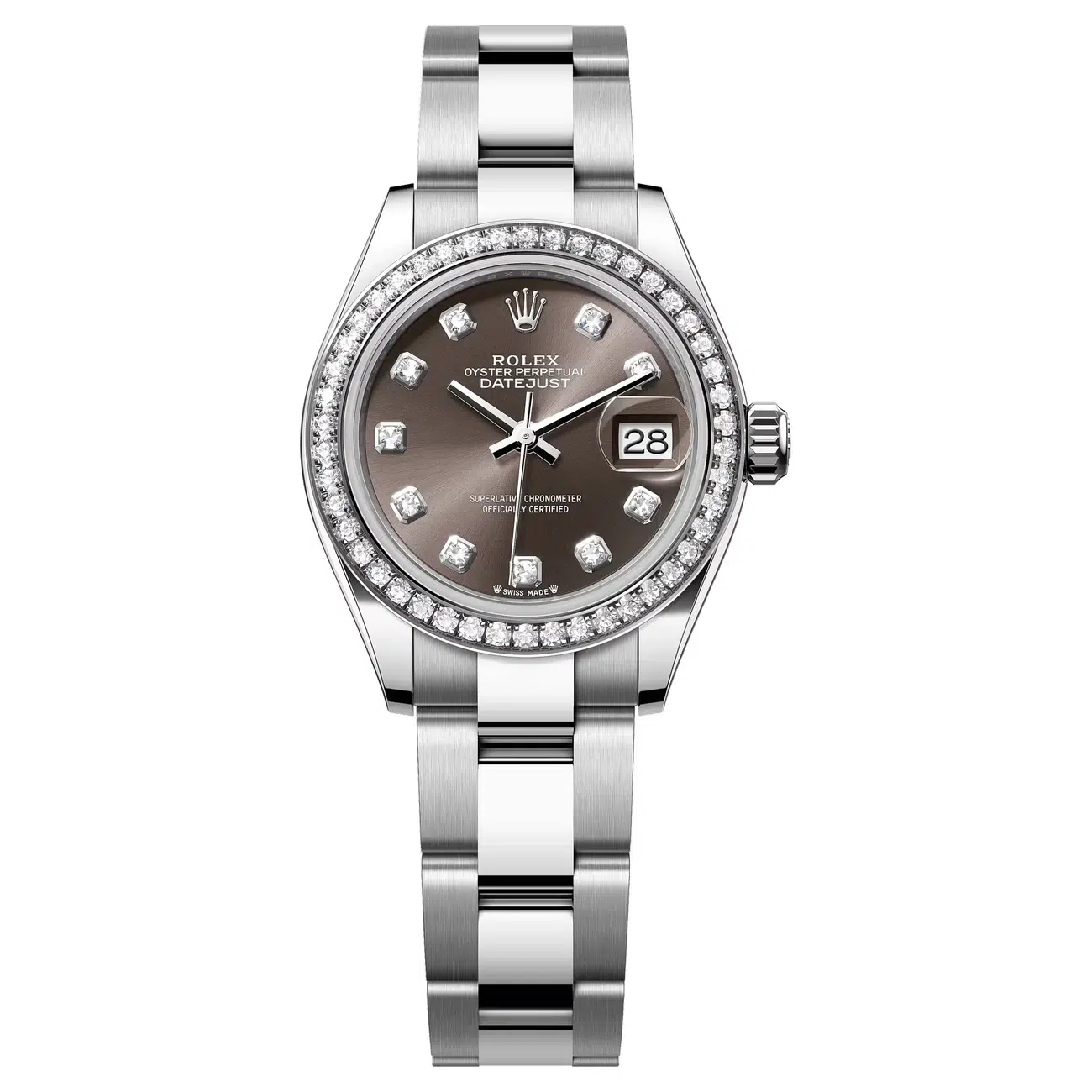Rolex Lady-Datejust 279384RBR-0018 Oyster Bracelet with Diamond Bezel Watch Grey Diamond Dial