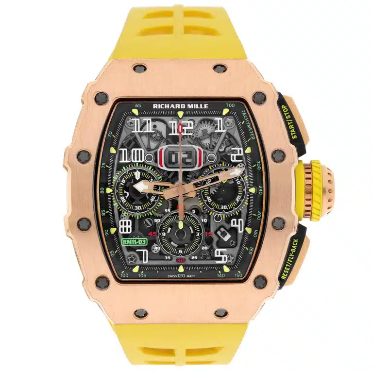 Richard Mille RM11-03 Yellow Strap Rose Gold Watch