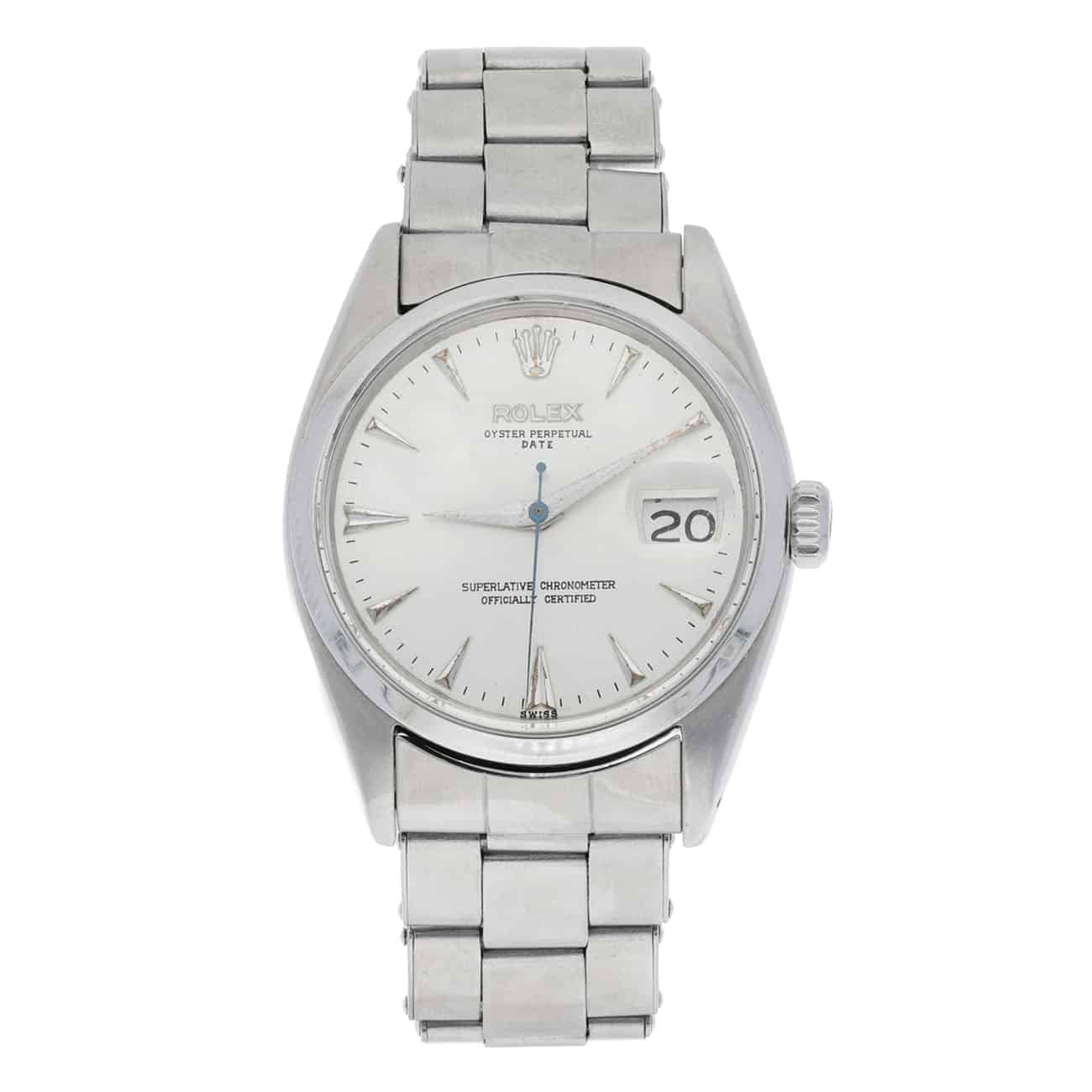Rolex Oyster Perpetual Date 6534 Silver Arrowed Dial Oyster Stainless Steel Watch