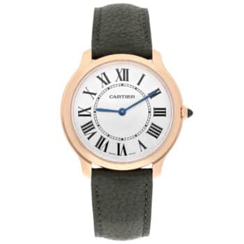 Cartier Ronde Louis WGRN0012 Roman dial leather strap rose gold watch