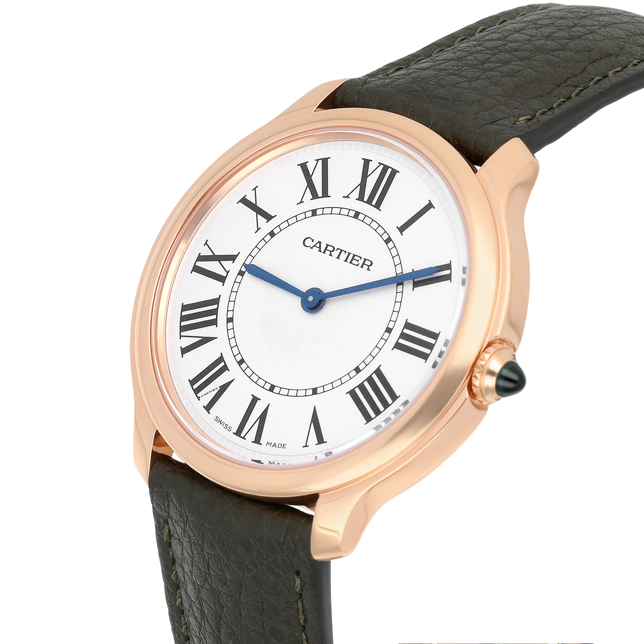Cartier Ronde Louis WGRN0012 Roman Dial Leather Strap Rose Gold Watch