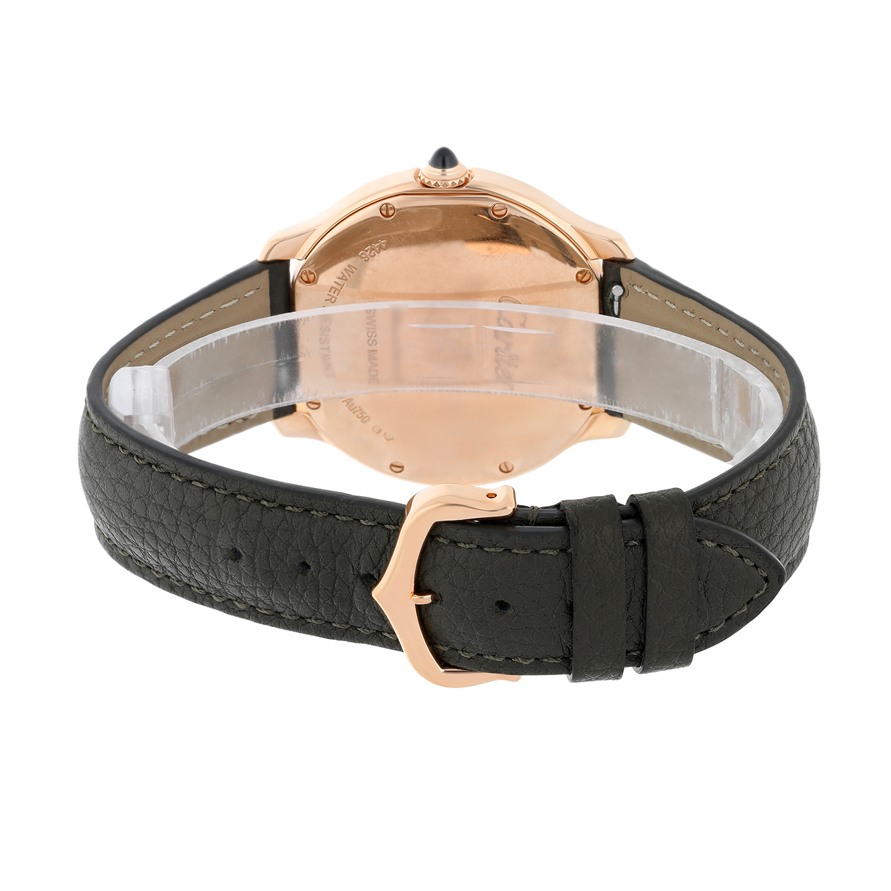 Cartier Ronde Louis WGRN0012 Roman Dial Leather Strap Rose Gold Watch