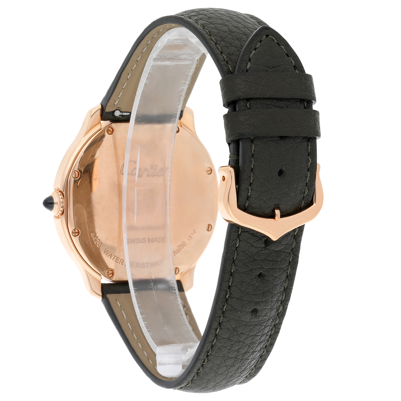 Cartier Ronde Louis WGRN0012 Roman Dial Leather Strap Rose Gold Watch