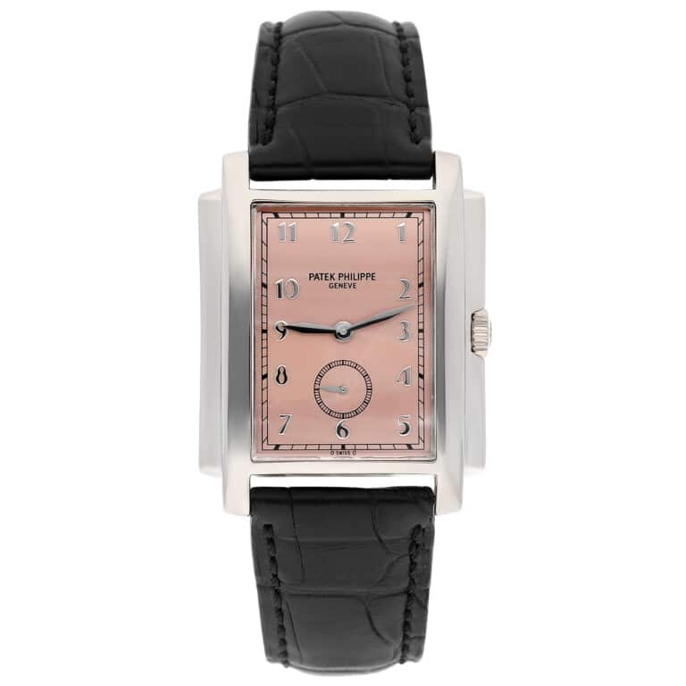 Patek Philippe 5024G Gondolo Salmon Arabic Dial Leather Strap Gold Watch