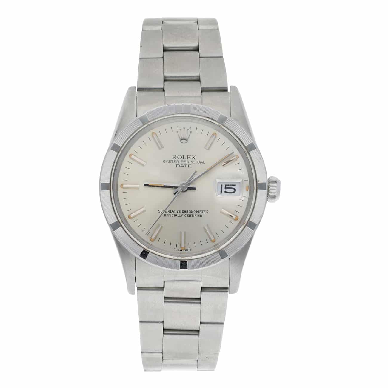 Rolex Oyster Perpetual Date 15010 Silver Index Dial Oyster Bracelet Stainless Steel Watch