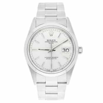 Rolex Date 34mm Stainless Steel Watch Oyster Band Silver Dial 15200 – alternate view