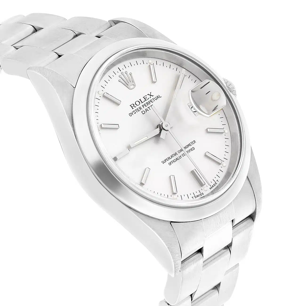 Rolex Date 34mm Stainless Steel Watch Oyster Band Silver Dial 15200 – image 4