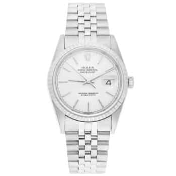 Rolex Datejust 36mm Silver Tapestry Dial 16220 Jubilee Stainless Steel Watch 2004