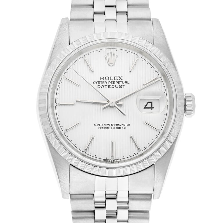 Rolex Datejust 36mm Silver Tapestry Dial 16220 Jubilee Stainless Steel Watch 2004 – alternate view