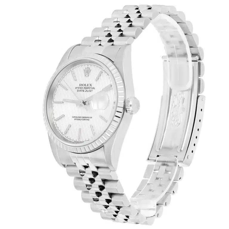 Rolex Datejust 36mm Silver Tapestry Dial 16220 Jubilee Stainless Steel Watch 2004 – image 3