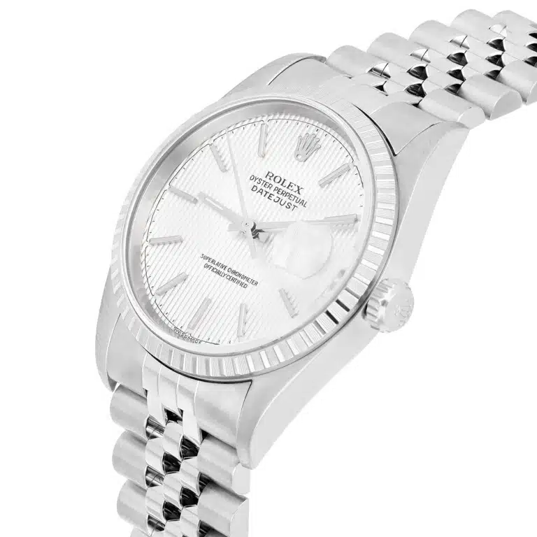 Rolex Datejust 36mm Silver Tapestry Dial 16220 Jubilee Stainless Steel Watch 2004 – image 4