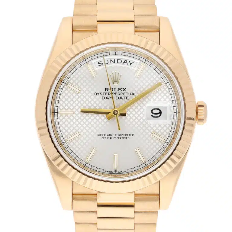 Rolex Day-Date 40 228238-0008 yellow gold, silver diagonal-motif dial - view 2