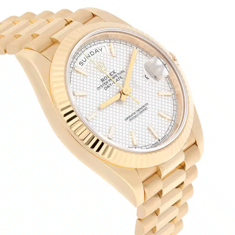 Rolex Day-Date 40 228238-0008 yellow gold, silver diagonal-motif dial - view 5