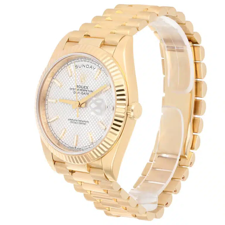 Rolex Day-Date 40 228238-0008 yellow gold, silver diagonal-motif dial - view 4