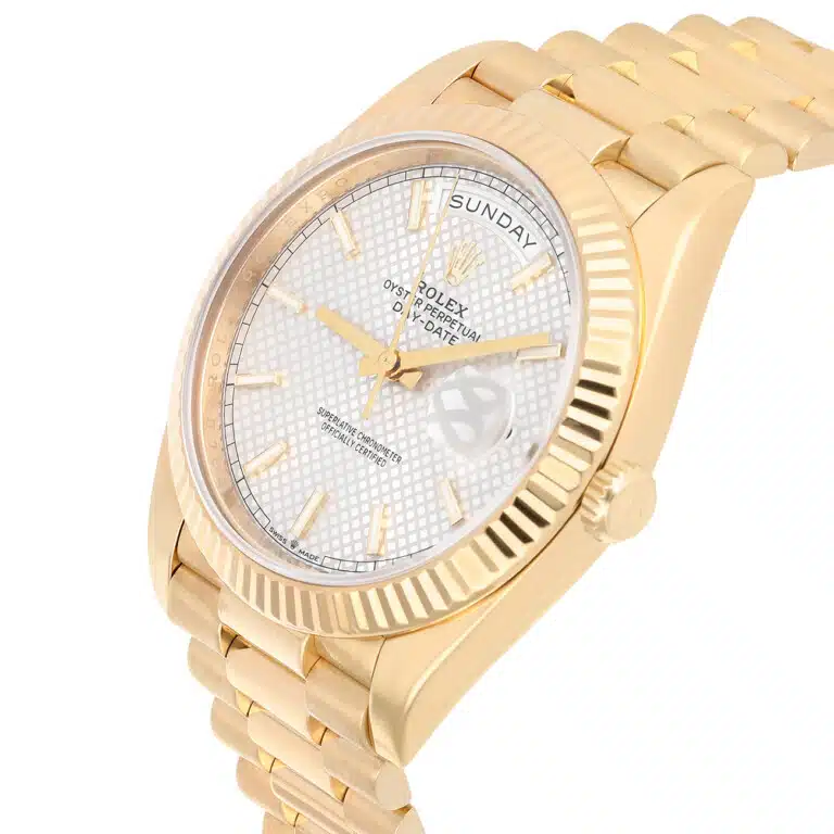 Rolex Day-Date 40 228238-0008 yellow gold, silver diagonal-motif dial - view 3