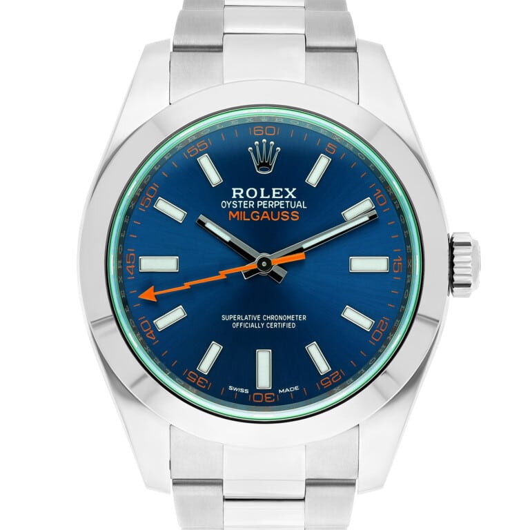 Rolex Milgauss 116400 Blue Dial Orange Hand 40mm Stainless Steel Watch 2021 – alternate view