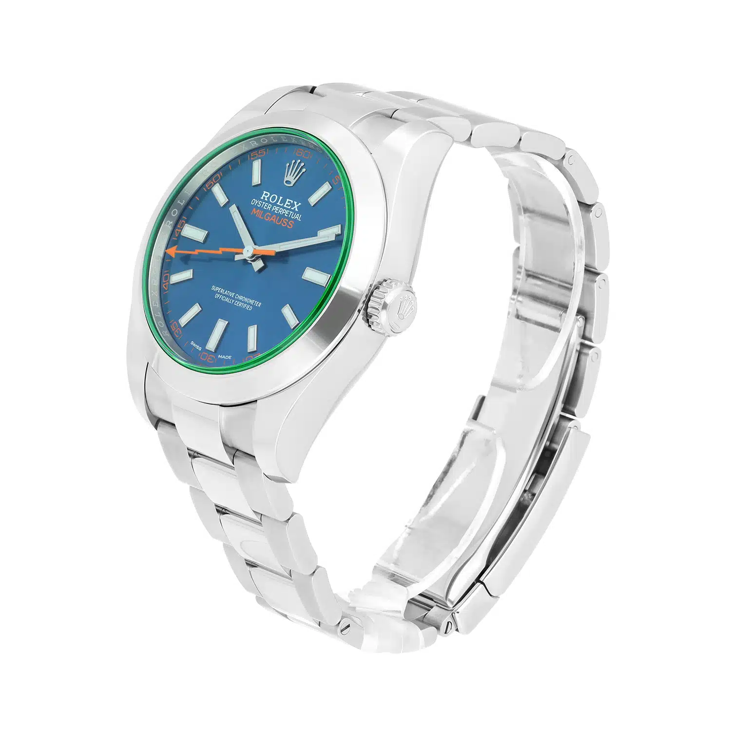 Rolex Milgauss 116400 Blue Dial Orange Hand 40mm Stainless Steel Watch 2021 – image 3