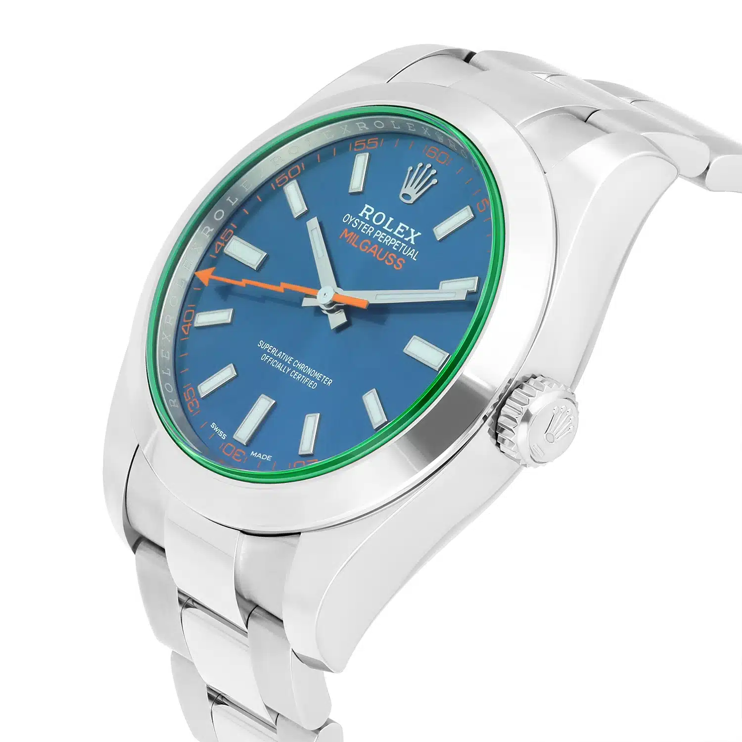 Rolex Milgauss 116400 Blue Dial Orange Hand 40mm Stainless Steel Watch 2021 – image 4