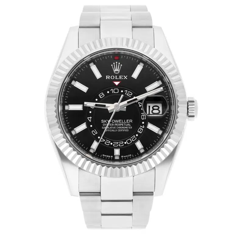 Rolex Sky-Dweller 336934-0007 Black Index Dial Fluted Bezel Oyster Bracelet Watch