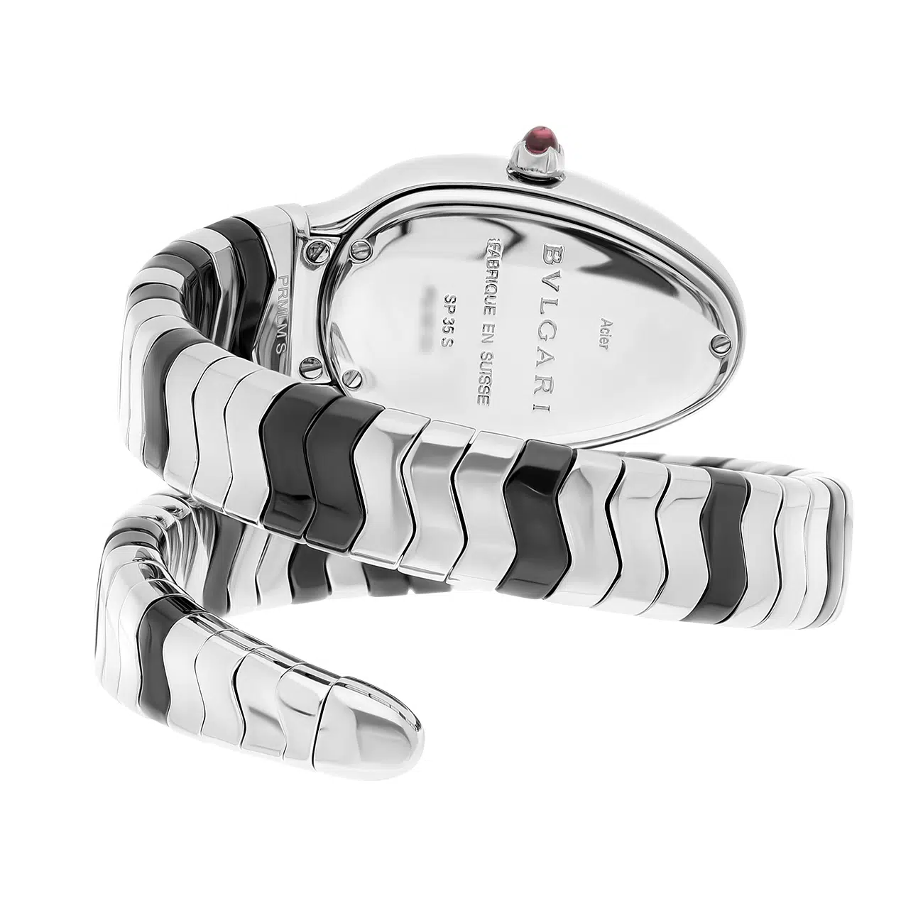 Bulgari Serpenti Spiga 35mm 102129 Black Dial Black Ceramic, Diamonds and Stainless Steel Watch – image 2