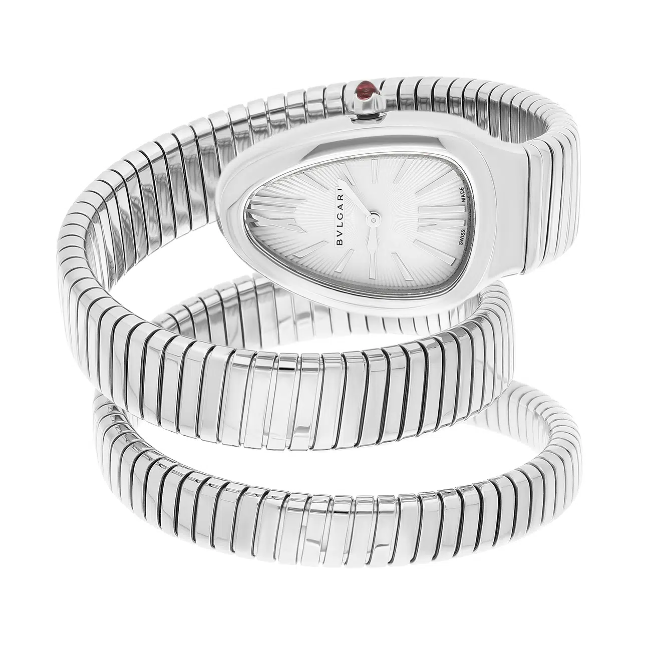 Bvlgari Serpenti SP35S Silver Dial Stainless Steel Watch