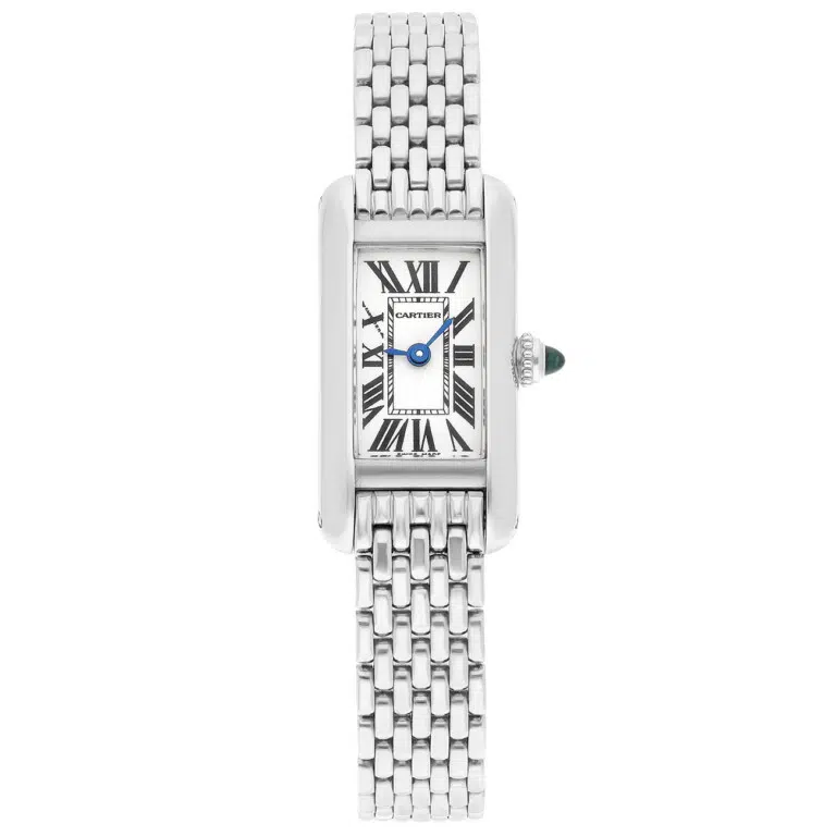 Cartier Tank Allongee W15329U3 Roman Dial White Gold Quartz Watch