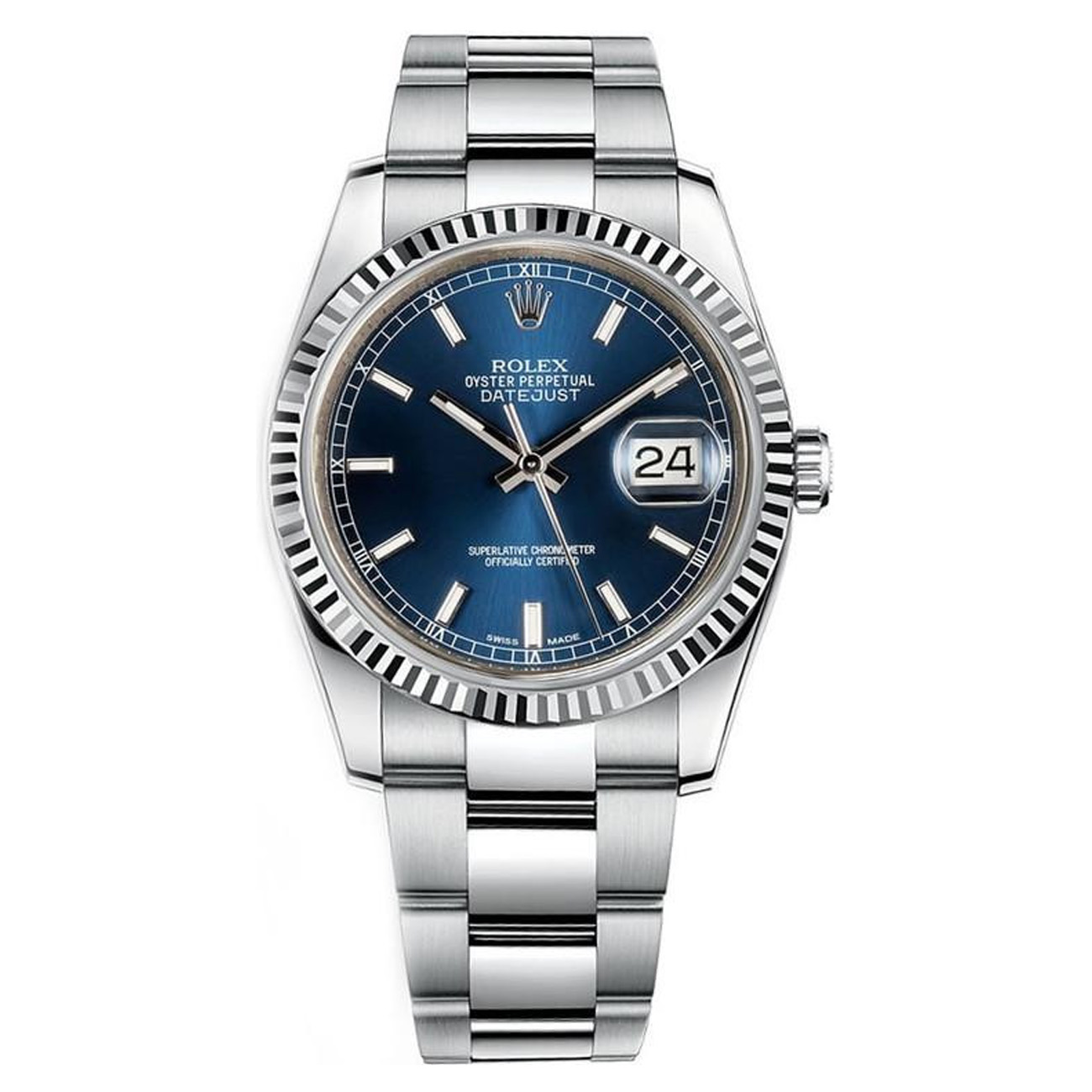 Rolex Datejust 36mm 116234 Blue Index Dial Oyster Bracelet Stainless Steel Watch