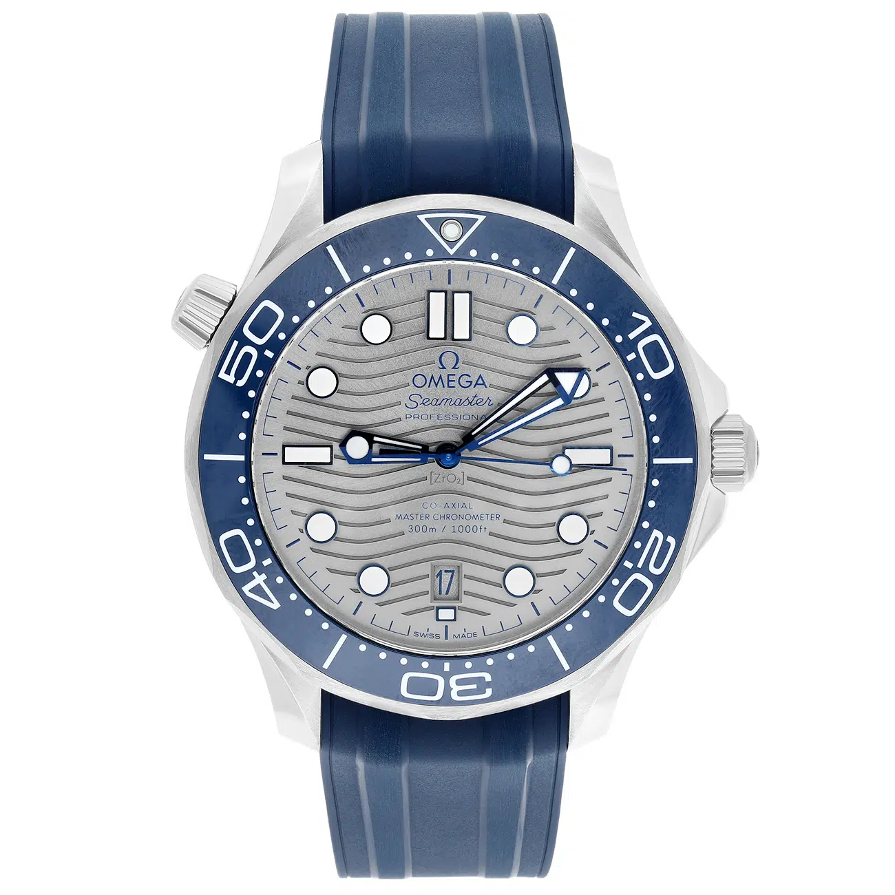 Omega Seamaster Diver 210.32.42.20.06.001 Grey Dial Rubber Strap Stainless Steel Watch