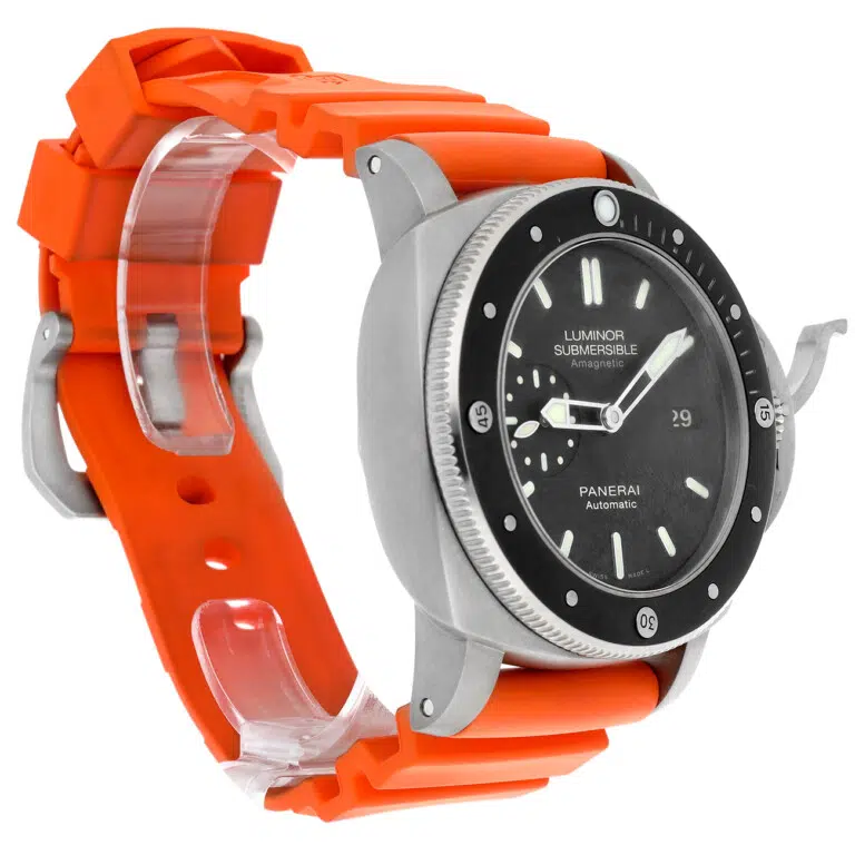 Panerai Luminor Submersible 47mm PAM00389 Black Dial Titanium Orange Rubber Strap – image 5