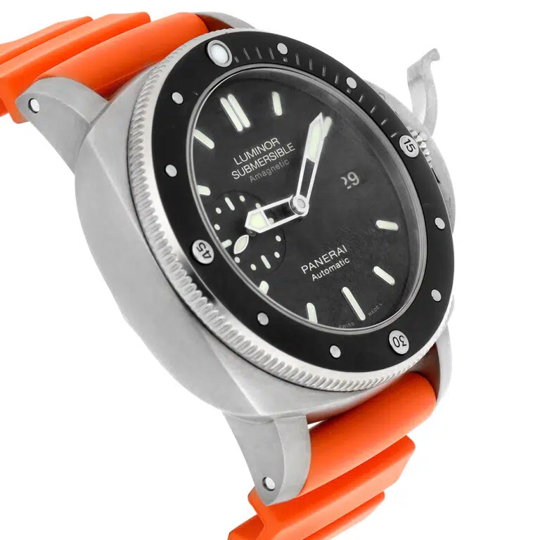 Panerai Luminor Submersible 47mm PAM00389 Black Dial Titanium Orange Rubber Strap – image 6