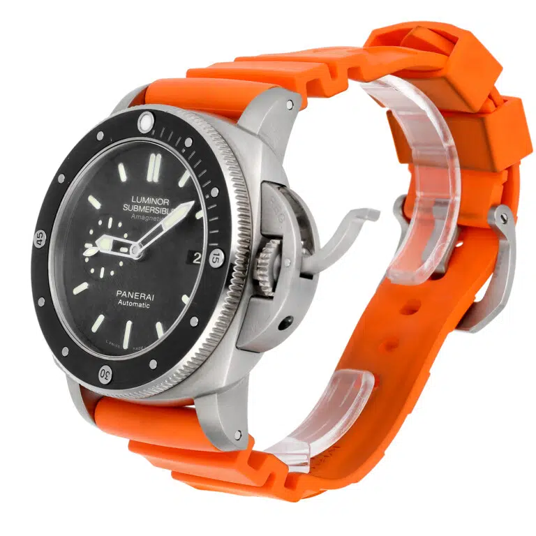 Panerai Luminor Submersible 47mm PAM00389 Black Dial Titanium Orange Rubber Strap – image 3