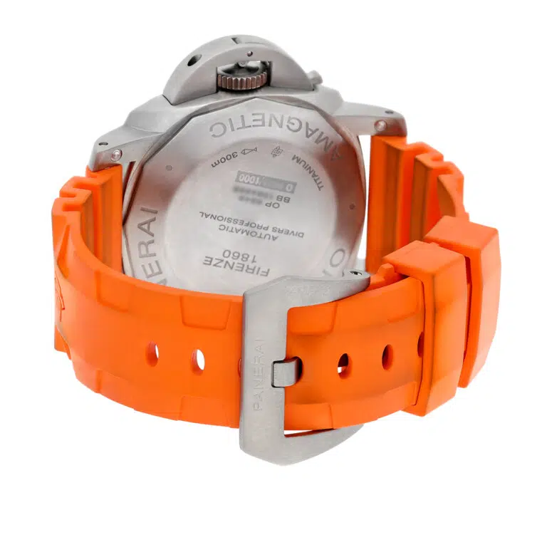 Panerai Luminor Submersible 47mm PAM00389 Black Dial Titanium Orange Rubber Strap – image 7