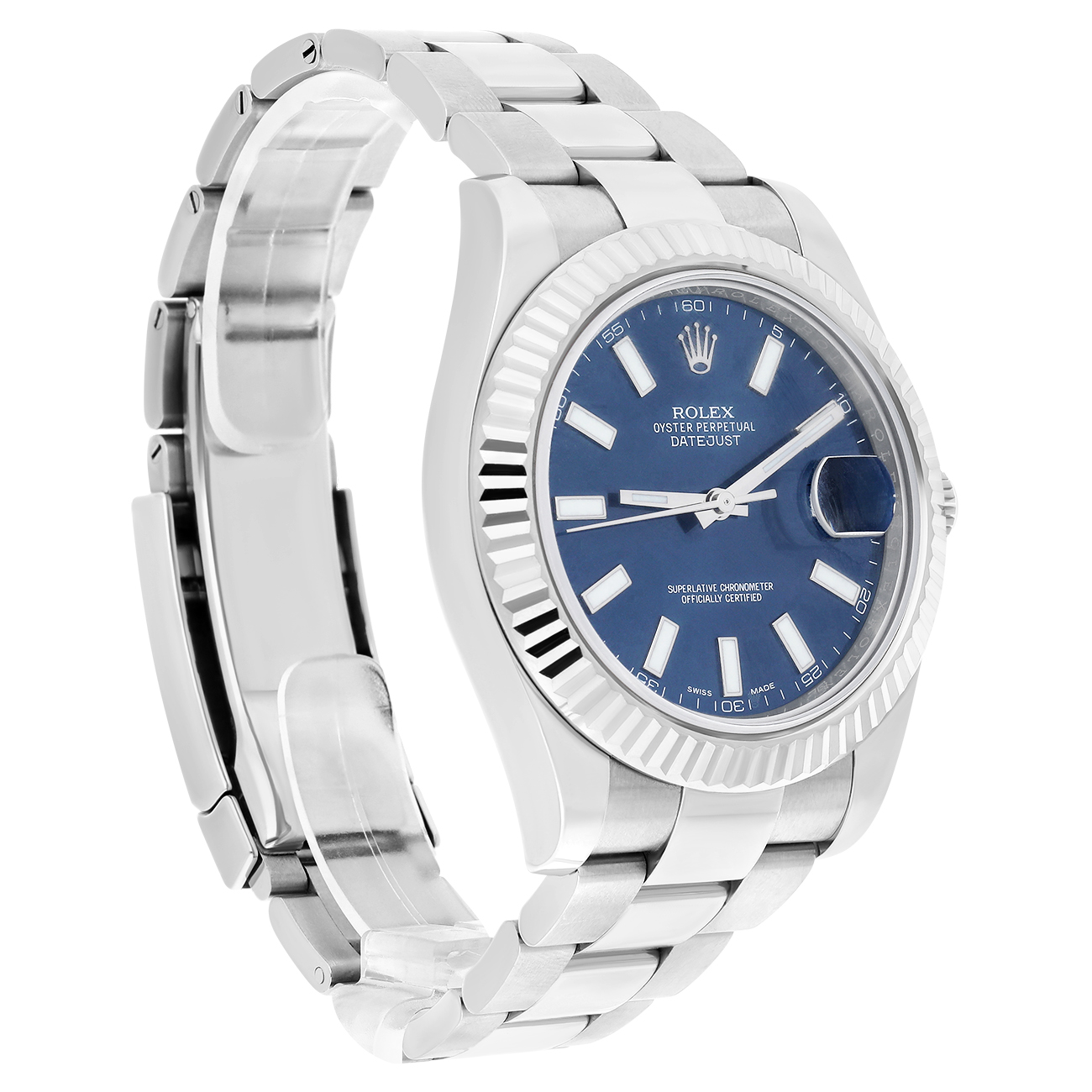 Rolex Datejust II 116334 Blue Index Dial Oyster Stainless Steel Watch
