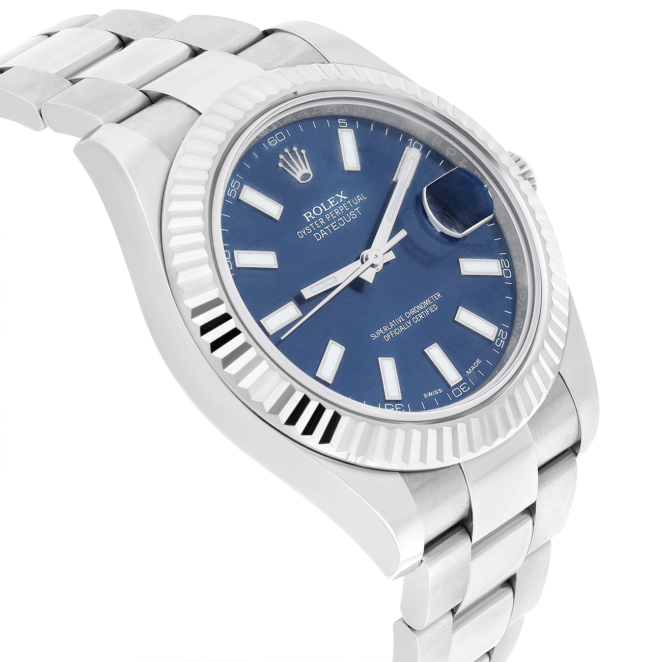 Rolex Datejust II 116334 Blue Index Dial Oyster Stainless Steel Watch