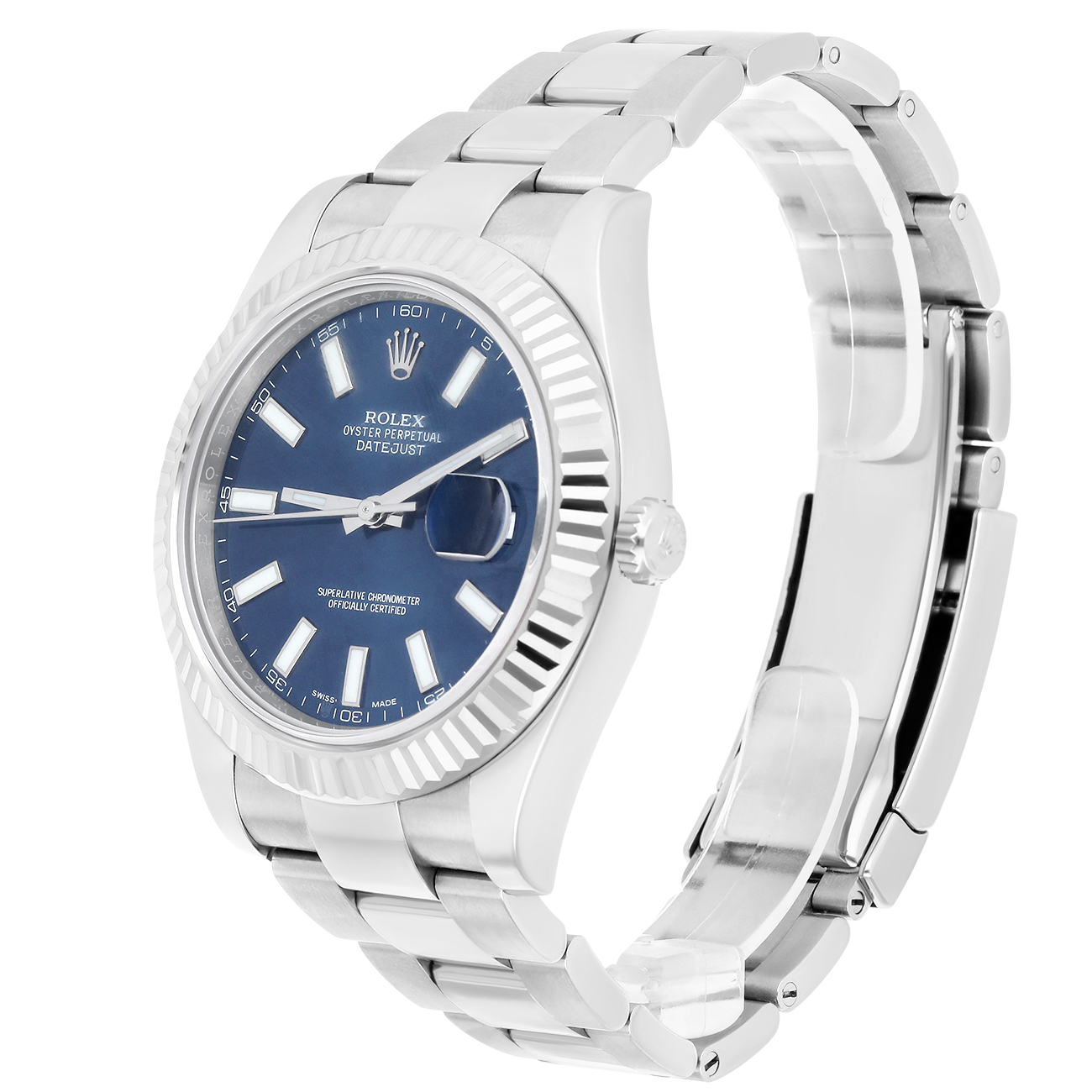 Rolex Datejust II 116334 Blue Index Dial Oyster Stainless Steel Watch
