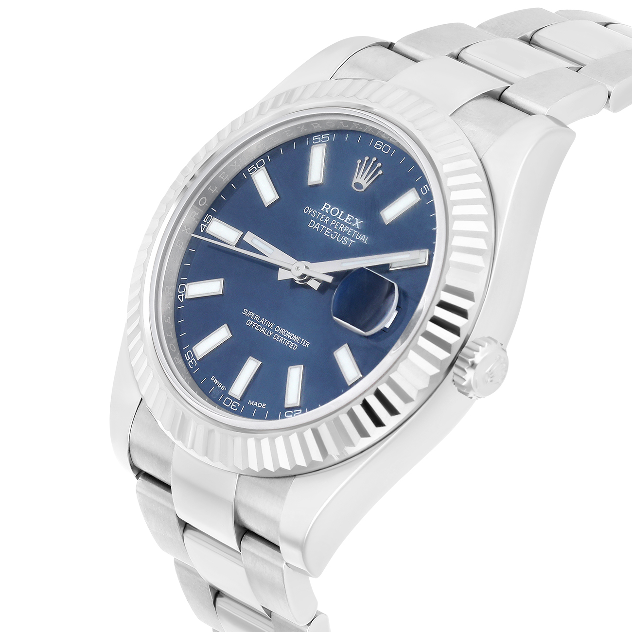 Rolex Datejust II 116334 Blue Index Dial Oyster Stainless Steel Watch
