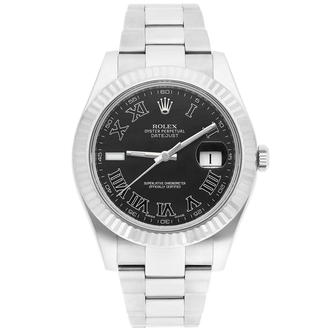 Rolex Datejust II 116334 Grey Roman Dial Oyster Stainless Steel Watch