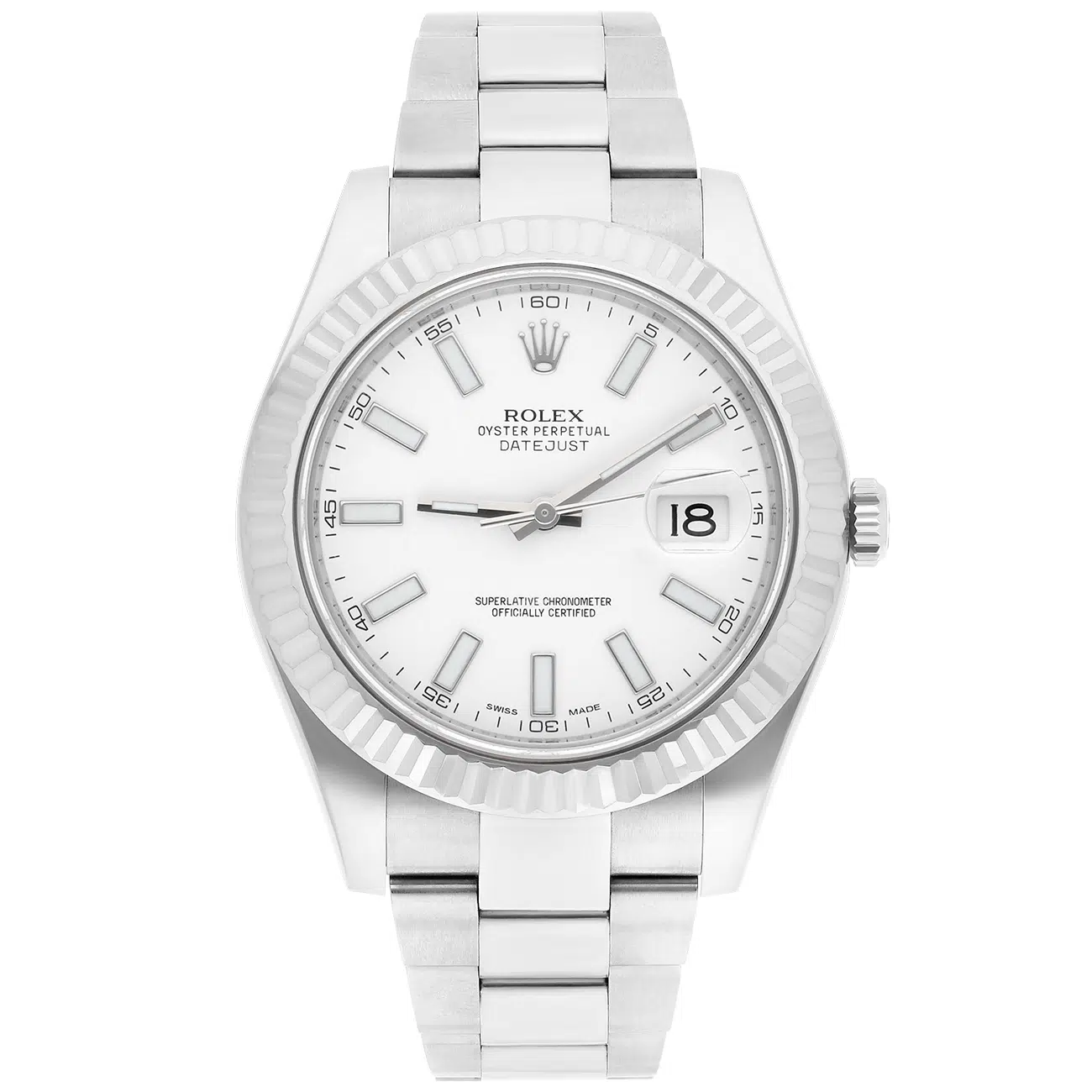Rolex Datejust II 116334 White Index Dial Oyster Stainless Steel Watch