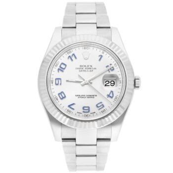 Rolex Datejust II 116334 Silver Dial Purple Arabic Marker Oyster Stainless Steel Watch – alternate view