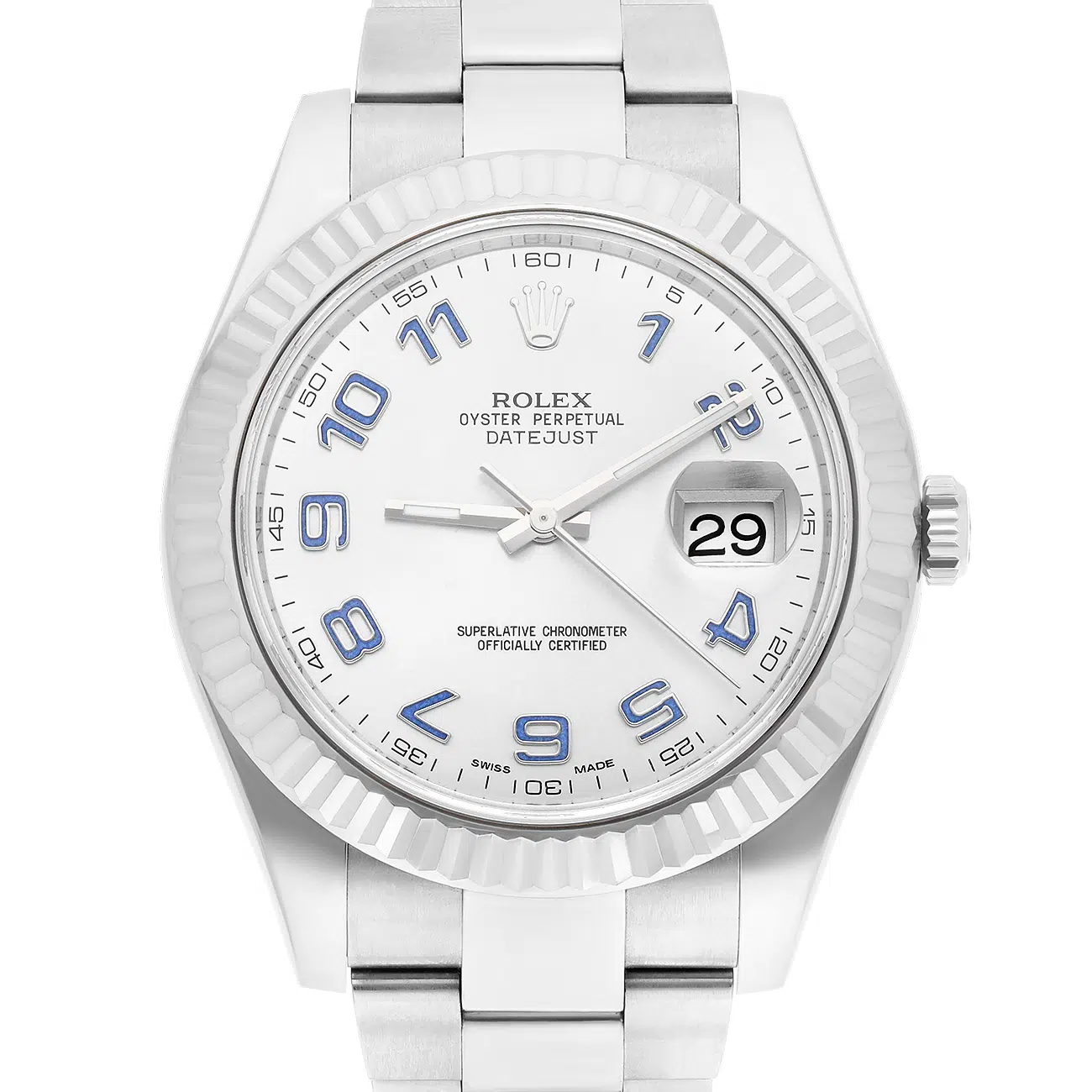 Rolex Datejust II 116334 Silver Dial Purple Arabic Marker Oyster Stainless Steel Watch – image 2