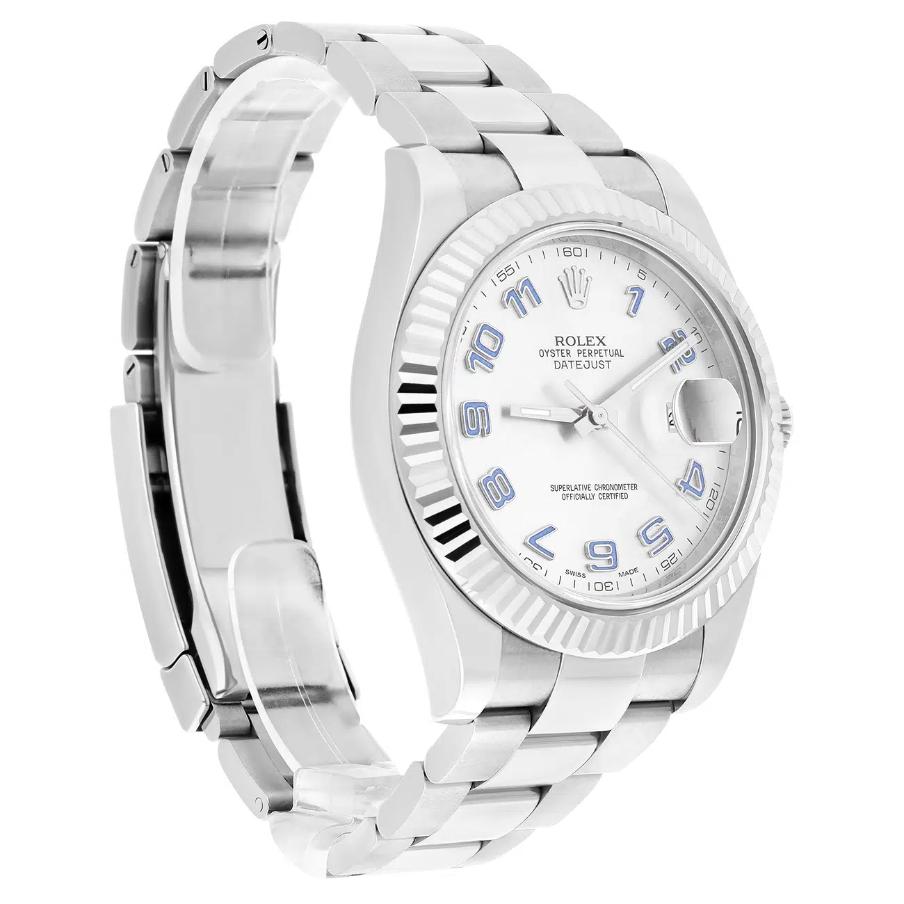 Rolex Datejust II 116334 Silver Dial Purple Arabic Marker Oyster Stainless Steel Watch – image 3