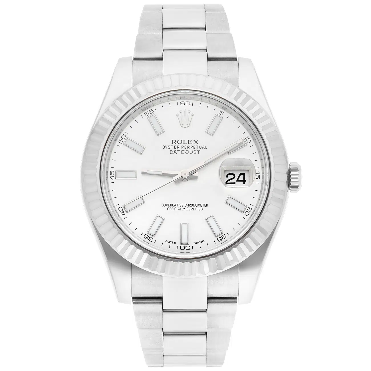 Rolex Datejust II 116334 Silver Index Dial Oyster Stainless Steel Watch