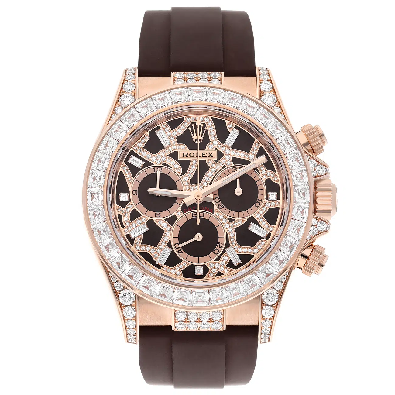 Rolex Daytona Giraffe 126555TBR Chestnut Brown Diamond Dial Diamond Bezel Rose Gold Watch