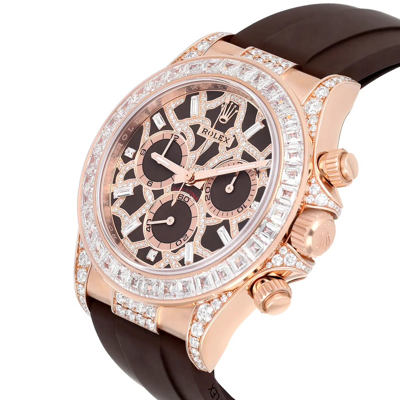 Rolex Daytona Giraffe 126555TBR Chestnut Brown Diamond Dial Diamond Bezel Rose Gold Watch – image 3