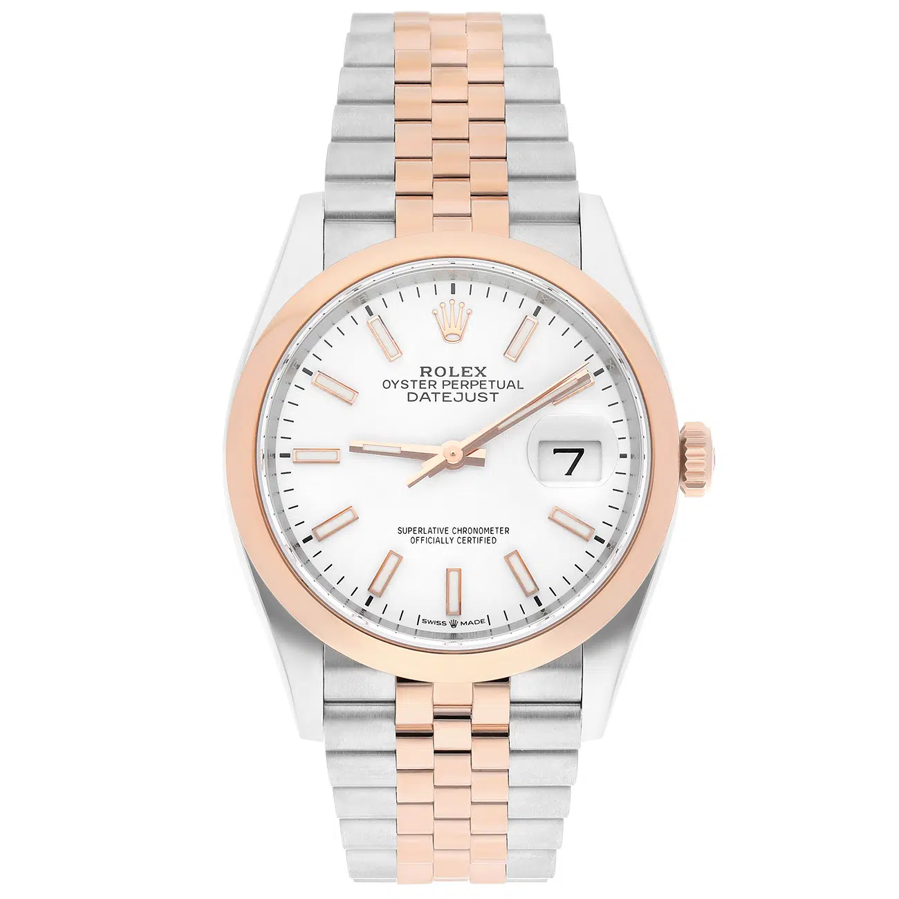 Rolex Datejust 126201 White Index Dial 36 MM Jubilee Bracelet Stainless Steel and Rose Gold Watch